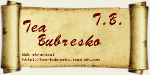 Tea Bubreško vizit kartica